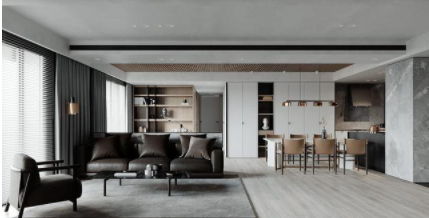 家裝新中式風格家具：別致的極簡主義家具內飾黑白灰色和米色的組合