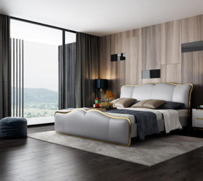 雙虎雙人沙發(fā)床：輕奢真皮雙人床，一下就能俘獲顏值控