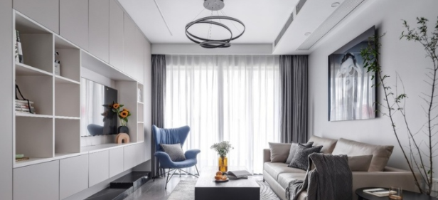 書(shū)柜效果圖片：電視墻局部做書(shū)柜，怎么做好看？