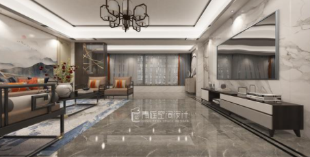 新房裝修設(shè)計(jì)：現(xiàn)代中式風(fēng)的新房裝修完工，入戶就被玄關(guān)背景墻迷住