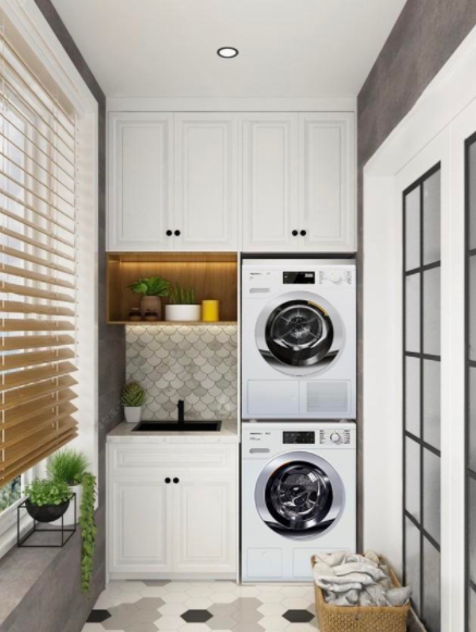 房子裝修設(shè)計流程，陽臺定制一個洗衣機柜，好看又實用