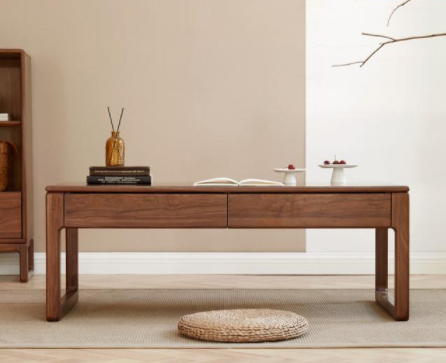 實木茶室設計圖：空谷茶幾，營造新中式的極簡之美