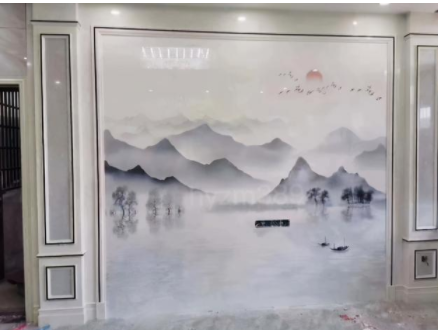 家裝新中式風格家具：新中式石材背景墻上墻實景效果欣賞