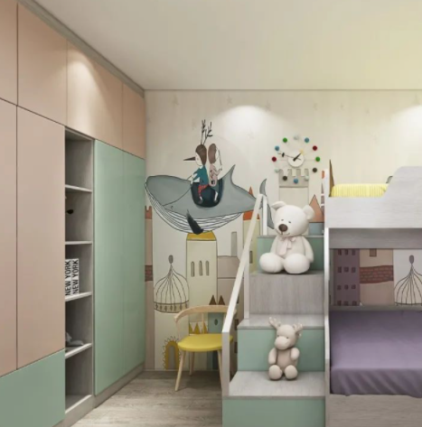 整木定制書柜：帶上下床的兒童房定制技巧，童趣、健康、實(shí)用！